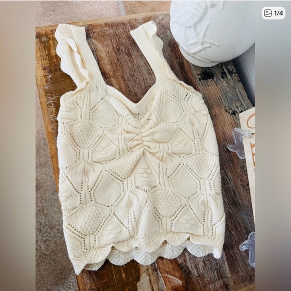 Lulus Tops - Lulu's Cream Textured Knit Tank Top